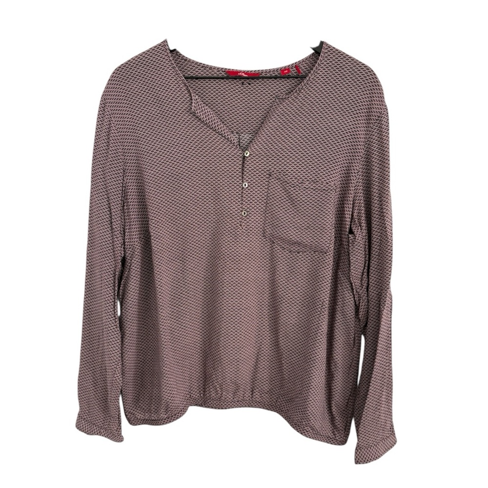 Mauve Geo-Print Long Sleeve Henley Top
